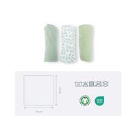 DOOMOO set of 3 baby muslin swaddle blankets Lovely - muslin cloths, 70x70cm, organic cotton, machine washable, green