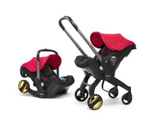 Doon Baby Car Seat & Travel Stroller Flame Red - Convertible 0+ Car Seat and Pram with 5 Point Safety Harness - Ergonomic Pushchair and Travel System - ISOFIX Base Sold Separately
