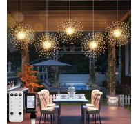 DoonDar 5 Pack Firework String Lights Christmas Lights, 200 LED 8 Modes Hanging Starburst Lights for PartyGarden Decoration (Warm White)