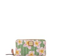 Dooney & Bourke Handbag, Plumeria Large Zip Around Wristlet, Pink Green
