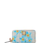 Dooney & Bourke Handbag, Plumeria Large Zip Around Wristlet | Sky Blue White, Sky Blue White, 6.25 x 2 x 4 inches