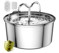 DOOOB Cat Water Fountain for Drinking, 3.2L Pet Water Fountain, Ultra Silent Stainless Steel Automatic Cat Fountain for Cats, Dogs and Other Pets