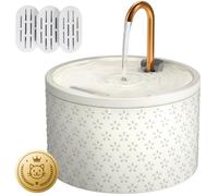 DOOOB Ceramic Cat Water Fountain, 2.1L/71oz Cat Fountain, Automatic Ceramic Water Fountain for Cats, Pet Water Fountain with Ultra-Quiet Pump and 3 Filters & 3 Sponges (Firework Embossed)