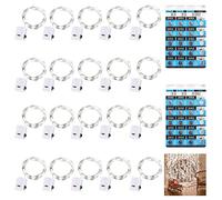 Dooozy Fairy Lights, 20 Pack 2M 20 LED String Lights Battery Operated and 60 pcs Battery Extra 3 Twinkle Lighting Modes Waterproof for Indoor Outdoor Decor(Cold White)