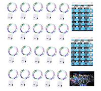 Dooozy Fairy Lights, 20 Pack 2M 20 LED String Lights Battery Operated and 60 pcs Battery Extra 3 Twinkle Lighting Modes Waterproof for Indoor Outdoor Decor(Colorful)