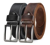 DOOPAI Leather Belt for Men 2 Pack, Handmade for Formal Work or Casual Jeans Belt