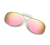 Dooppa Clip On Flip Up Polarized Sunglasses for Myopia Glasses - Pink
