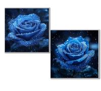 Dooqon 2 Pack Diamond Art Blue, 5D DIY Diamond Painting Kits for Adults and Kids, Rose Full Drill Gem Crystal Art Kits, Home Wall Decor Christmas Winter, Gifts for Women (2 PCS) 16x16in40x40cm 0D-573
