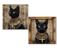 Dooqon 2 Pack Diamond Art cat, 5D DIY Diamond Painting Kits for Adults and Kids, Egypt Full Drill Gem Crystal Art Kits, Home Wall Decor Christmas Winter, Gifts for Women (2 PCS) 16x16in40x40cm 0D-624