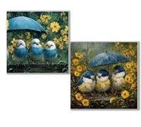 Dooqon 2 Pack Diamond Art Cute, 5D DIY Diamond Painting Kits for Adults and Kids, Bird Full Drill Gem Crystal Art Kits, Home Wall Decor Christmas Winter, Gifts for Women (2 PCS) 24x24in60x60cm 0D-535