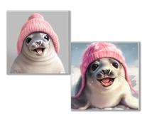 Dooqon 2 Pack Diamond Art Cute, 5D DIY Diamond Painting Kits for Adults and Kids, Seal Full Drill Gem Crystal Art Kits, Home Wall Decor Christmas Winter, Gifts for Women (2 PCS) 12x12in30x30cm 0D-528