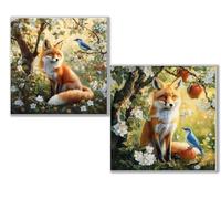 Dooqon 2 Pack Diamond Art Fox, 5D DIY Diamond Painting Kits for Adults and Kids, Bird Full Drill Gem Crystal Art Kits, Home Wall Decor Christmas Winter, Gifts for Women (2 PCS) 12x12in30x30cm 0D-317