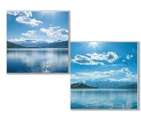 Dooqon 5D Diamond Painting Kits for Adults, Blue Diamond Art Kit 2 Pack, Beach Full Drill Gem Crystal Art Painting Kits for Adults, Diamonds Canvas Arts and Crafts for Home Wall Decor 32x32in 0D-557