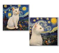 Dooqon 5D Diamond Painting Kits for Adults, Blue Diamond Art Kit 2 Pack, cat Full Drill Gem Crystal Art Painting Kits for Adults, Diamonds Canvas Arts and Crafts for Home Wall Decor 14x14in 0D-572