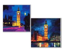 Dooqon 5D Diamond Painting Kits for Adults, Blue Diamond Art Kit 2 Pack, Clock Full Drill Gem Crystal Art Painting Kits for Adults, Diamonds Canvas Arts and Crafts for Home Wall Decor 14x14in 0D-578