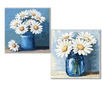 Dooqon 5D Diamond Painting Kits for Adults, Blue Diamond Art Kit 2 Pack, Daisy Full Drill Gem Crystal Art Painting Kits for Adults, Diamonds Canvas Arts and Crafts for Home Wall Decor 20x20in 0D-555