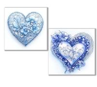 Dooqon 5D Diamond Painting Kits for Adults, Blue Diamond Art Kit 2 Pack, Heart Full Drill Gem Crystal Art Painting Kits for Adults, Diamonds Canvas Arts and Crafts for Home Wall Decor 10x10in 0D-583