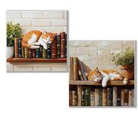 Dooqon 5D Diamond Painting Kits for Adults, cat Diamond Art Kit 2 Pack, Book Full Drill Gem Crystal Art Painting Kits for Adults, Diamonds Canvas Arts and Crafts for Home Wall Decor 32x32in 0D-642