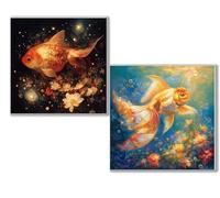 Dooqon 5D Diamond Painting Kits for Adults, Koi Diamond Art Kit 2 Pack, Flower Full Drill Gem Crystal Art Painting Kits for Adults, Diamonds Canvas Arts and Crafts for Home Wall Decor 14x14in 0D-471