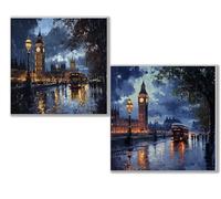 Dooqon 5D Diamond Painting Kits for Adults, London Diamond Art Kit 2 Pack, City Full Drill Gem Crystal Art Painting Kits for Adults, Diamonds Canvas Arts and Crafts for Home Wall Decor 14x14in 0D-605
