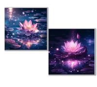 Dooqon 5D Diamond Painting Kits for Adults, Lotus Diamond Art Kit 2 Pack, Dream Full Drill Gem Crystal Art Painting Kits for Adults, Diamonds Canvas Arts and Crafts for Home Wall Decor 14x14in 0D-595