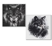 Dooqon 5D Diamond Painting Kits for Adults, Wolf Diamond Art Kit 2 Pack, Black Full Drill Gem Crystal Art Painting Kits for Adults, Diamonds Canvas Arts and Crafts for Home Wall Decor 20x20in 0D-586