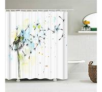 Dooqon Dandelion Shower Curtain, 3D Mould Proof Resistant Waterproof Polyester Fabric Cloth Bathroom Curtains Washable, Weighted Stall Shower Curtain with Hooks Extra Wide & Long, 180x180cm