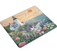 Dooqon Mouse Mat, Mouse Pad 240x200x3mm, Mouse Pad with Stitched Edge, Non-Slip Rubber Base, Waterproof Mousepad for Computers, Laptop, Office and Home Portable, Gifts for Men lighthouse beach S0-130