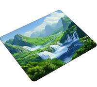 Dooqon Mouse Mat, Mouse Pad 290x240x3mm, Mouse Pad with Stitched Edge, Non-Slip Rubber Base, Waterproof Mousepad for Computers, Laptop, Office and Home Portable, Gifts for Men green landscape S0-622