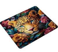 Dooqon Mouse Mat, Mouse Pad 420x350x3mm, Mouse Pad with Stitched Edge, Non-Slip Rubber Base, Waterproof Mousepad for Computers, Laptop, Office and Home Portable, Gifts for Men leopard flower S0-44