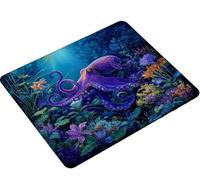Dooqon Mouse Mat, Mouse Pad 420x350x3mm, Mouse Pad with Stitched Edge, Non-Slip Rubber Base, Waterproof Mousepad for Computers, Laptop, Office and Home Portable, Gifts for Men octopus Purple S0-971