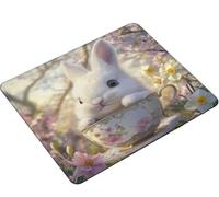 Dooqon Mouse Pad 340x280x3mm, Mouse Mat rabbit flower Gaming Mouse pad Improved Precision and Speed,Rubber Dase for Stable Grip on Smooth Surfaces,Stitched Edges, XL Mousepad Gifts for Women S0-900