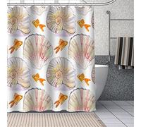 Dooqon Shell Fish Shower Curtain, 3D Mould Proof Resistant Waterproof Polyester Fabric Cloth Bathroom Curtains Washable, Weighted Stall Shower Curtain with Hooks Extra Wide & Long, 240x180cm