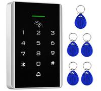 Door Access Control Keypad, 125KHz Proximity ID Card Access Control System, Support 1000 Users Door Access Control, Stand-Alone Keypad + 5PCS Keychains for Entry Access Controller Gate Opener