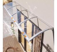 Door and Window Canopy Polycarbonate Roof Marquise Rain Snow UV Solar Canopy Awning Entry Protection 45 150cm Width Silver Aluminum Frame (150x170cm/59 x67)