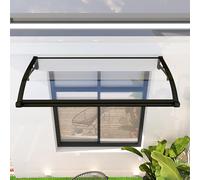 Door Awning Canopy - 31.5"x47.2" Transparent Polycarbonate Cover with Black Aluminum Bracket Weather Protection for Rain & Snow Ideal for Patio & Window Entrances