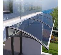 Door Awning,Outdoor Window Rain Shelter,Uv Rain Snow Protection Outdoor Awning Window Garden Canopy Patio Porch Awning,Polycarbonate Cover,with Black,White,Grey Bracket (60x120cm/24"x47",Gray)