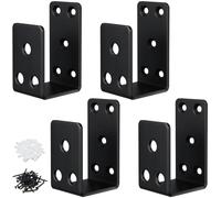 Door Barricade Brackets,4Pack Heavy Duty Door Security Bar Brackets,Open Security Bar Holder U Brackets,Fits 2 x 4 Lumber for Door Brace, Home, Garage, Barn, Shed, Gate Security,Black
