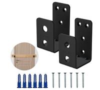 Door Barricade Brackets - Heavy Duty 2x4 U Bracket Door Brace Reinforcement Plates with Screws, Wall Mount Security Bar Holder for Front Door Safety, Anti-Rust Steel, Easy Install (Black 2 Pack)