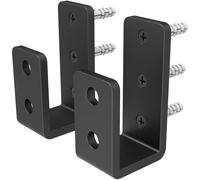 Door Barricade Brackets, Heavy Duty U-Shaped Security Hardware, 2x4 Lumber Lock, Metal Gate Reinforcement, 2-Pack，Thickness：1/4”，Black