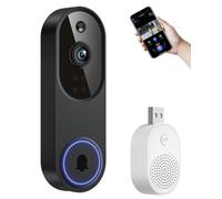Door Bell Camera No Subscription, 1080p Smart Wireless Video Doorbell Camera Chime, Two-Way Audio, Motion Detection, The Smarter Way to Protect Your Home (Black)