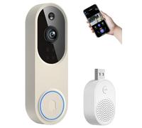 Door Bell Camera No Subscription, 1080p Smart Wireless Video Doorbell Camera Chime, Two-Way Audio, Motion Detection, The Smarter Way to Protect Your Home (Beige)