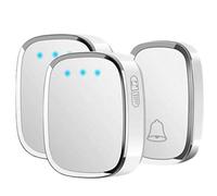 Door Bell Loud Wireless Doorbell 300M Long Range, 36 Tunes Ringstones & 4 Level Volume, Plug in 2 Receivers with 1 Push Button(Battery Required), LED Flash Light Door Chime Kit, IP44 Waterproof