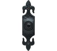 Door Bell Push Button in Fleur de LYS Style Black Antique from EUROART