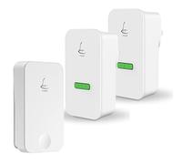 Door Bell Ringer Wireless, Batteryless Wireless Doorbell Loud Enough, Smart Remote Wireless Doorbells for Home Apartment Classroom Office, One Self-Powered Push Button & Two Plug in Receivers, White