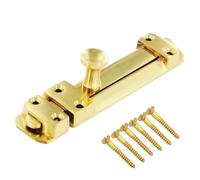 Door Bolts 6 Inch Brass Flat Bolt Surface Door Latches Tower Bolt Sliding Lock Flat Slide Safety Door Barrel Bolt with Screws 1 Pack.