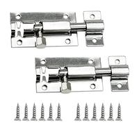 Door Bolts Lock Latch, 2 Pack Stainless Steel Sliding Bolt Latch Lock,Small Plate Latches for Securing Internal Doors for Bedrooms, Bathrooms, Cupboards and Storage Units, 2 Inch (Silver)