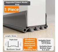 Door Bottom Seal 96cm Adjustable Width Up to 55mm(Gray) | Five-fold design, blocks drafts effectively, enhances comfort, fits gaps up to 55mm, for durable PVC material