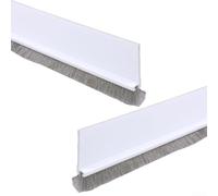 Door Bottom Seal With Brush,2pcs 3x100cm Noise Reducing Door Seal Set For Garage, Bedroom, Bathroom, And Office Doors(White)
