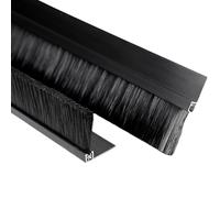 Door Brush Sweep,Black Aluminum Alloy Strip Brush for Garage Roll-Up Doors - 10mm Height, Easy Mounting Door Sweep Seal for Dust & Draft Protection